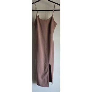MAXIM Midi Dress XS Pink Sleeveless Scoop Neck Slip Gown Side Slit Bodycon